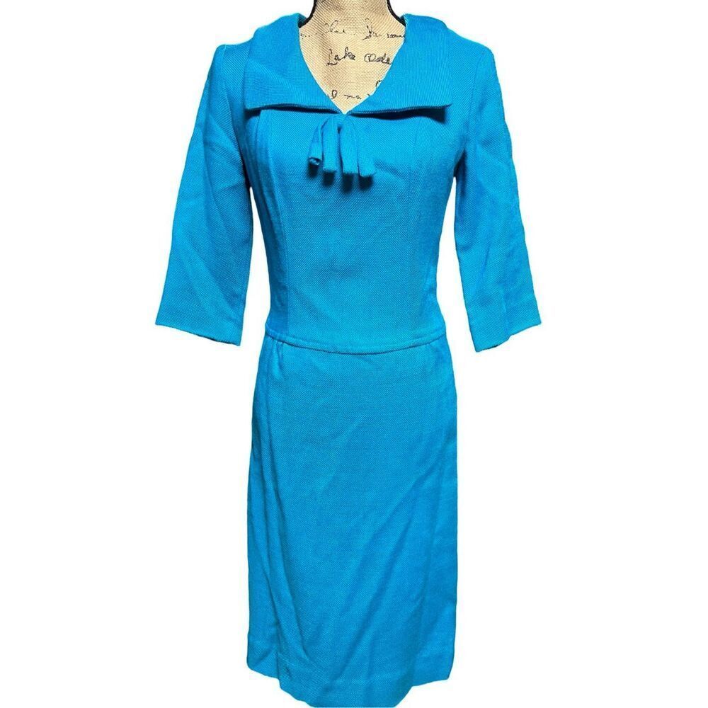 Vintage 1960s Eve Le Coq California Turquoise Wiggle Dress – Women size 4